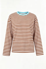 Womens Brown Striped Long Sleeve Top | CicyBell