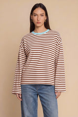 Womens Brown Striped Long Sleeve Top | CicyBell