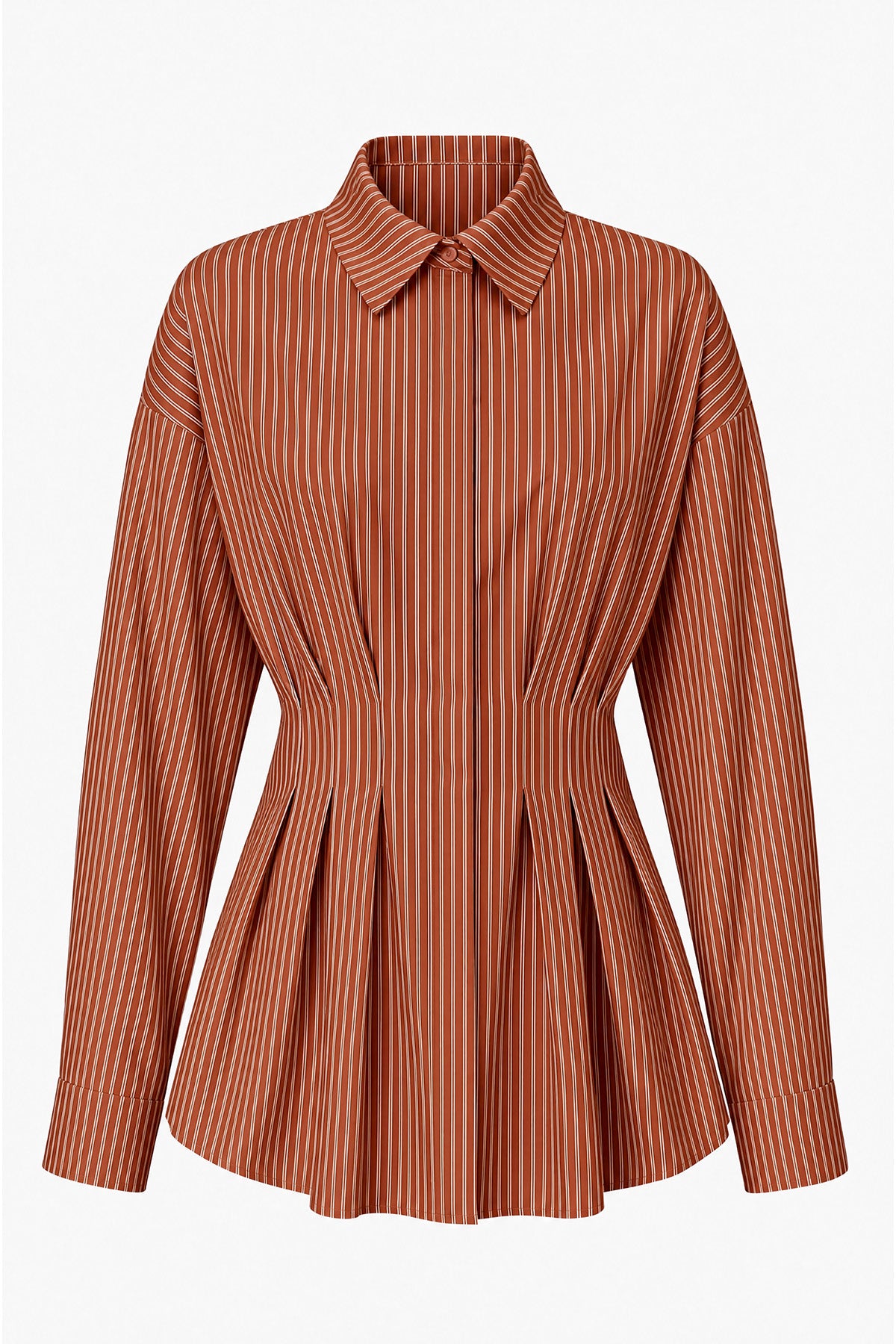 Women Brown Striped Button Down Shirts | CicyBell