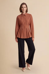 Women Brown Striped Button Down Shirts | CicyBell