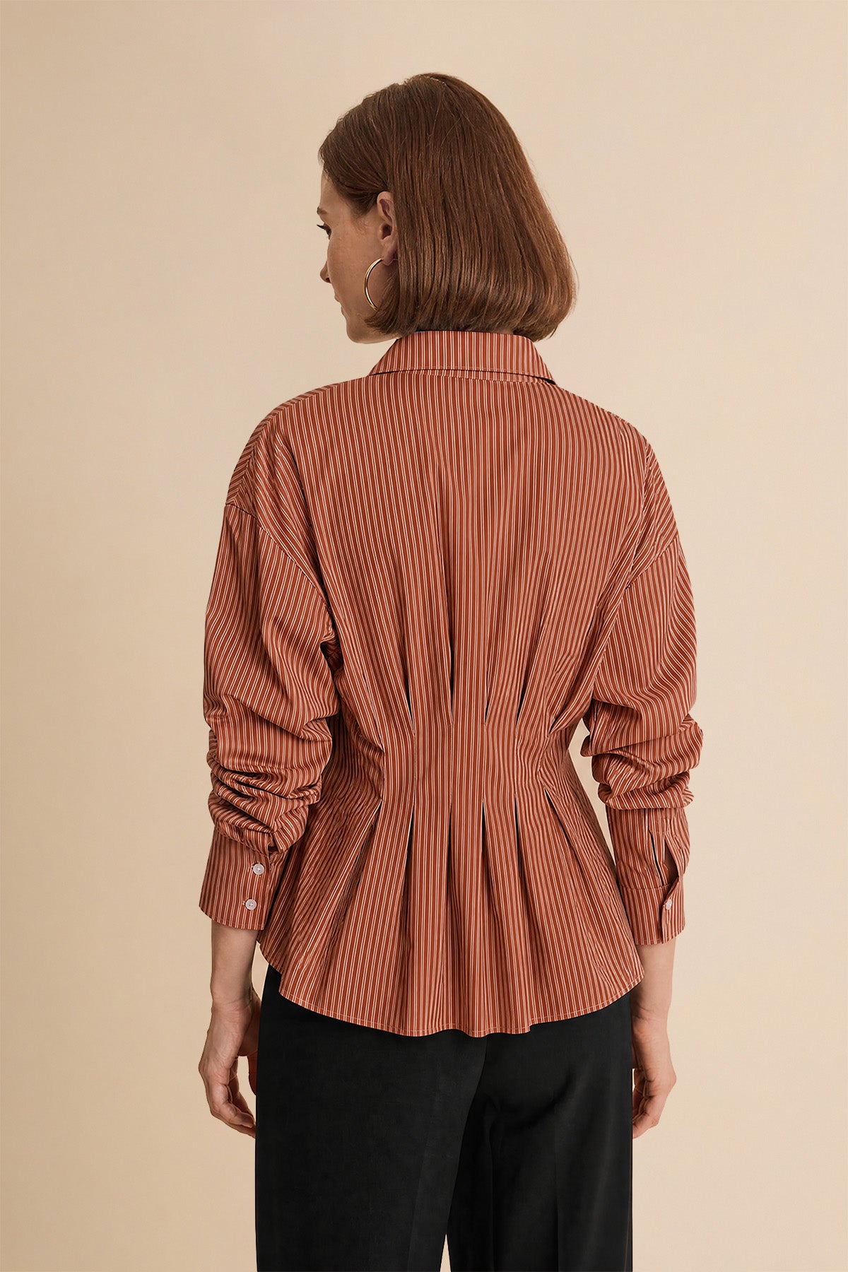 Women Brown Striped Button Down Shirts | CicyBell