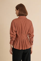 Women Brown Striped Button Down Shirts | CicyBell