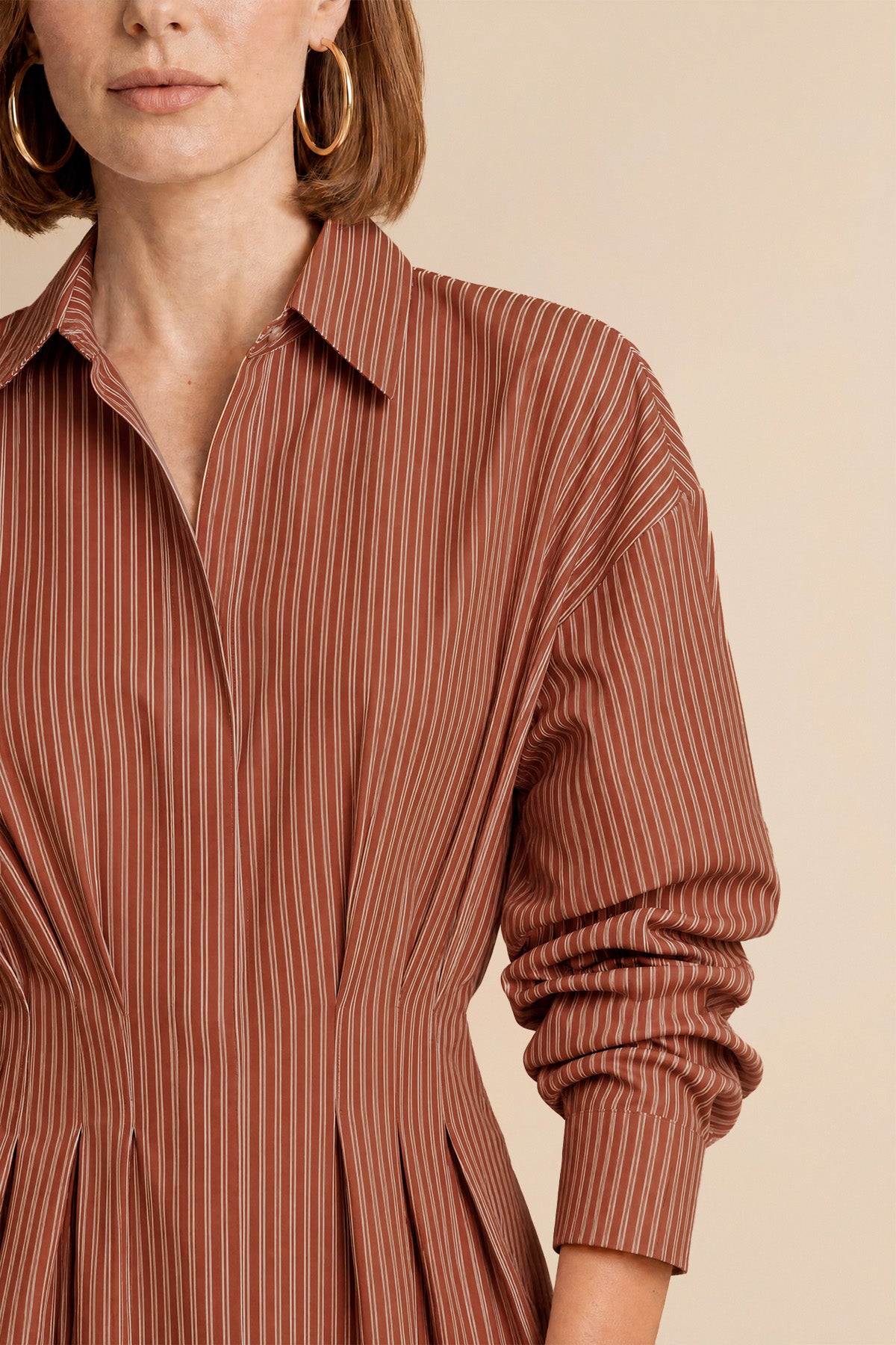 Women Brown Striped Button Down Shirts | CicyBell
