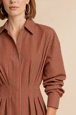 Women Brown Striped Button Down Shirts | CicyBell