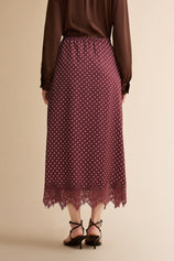 Womens Brown Polka Dot Satin Maxi Skirt | CicyBell