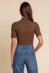 Womens Brown Mock Turtleneck Tops | CicyBell