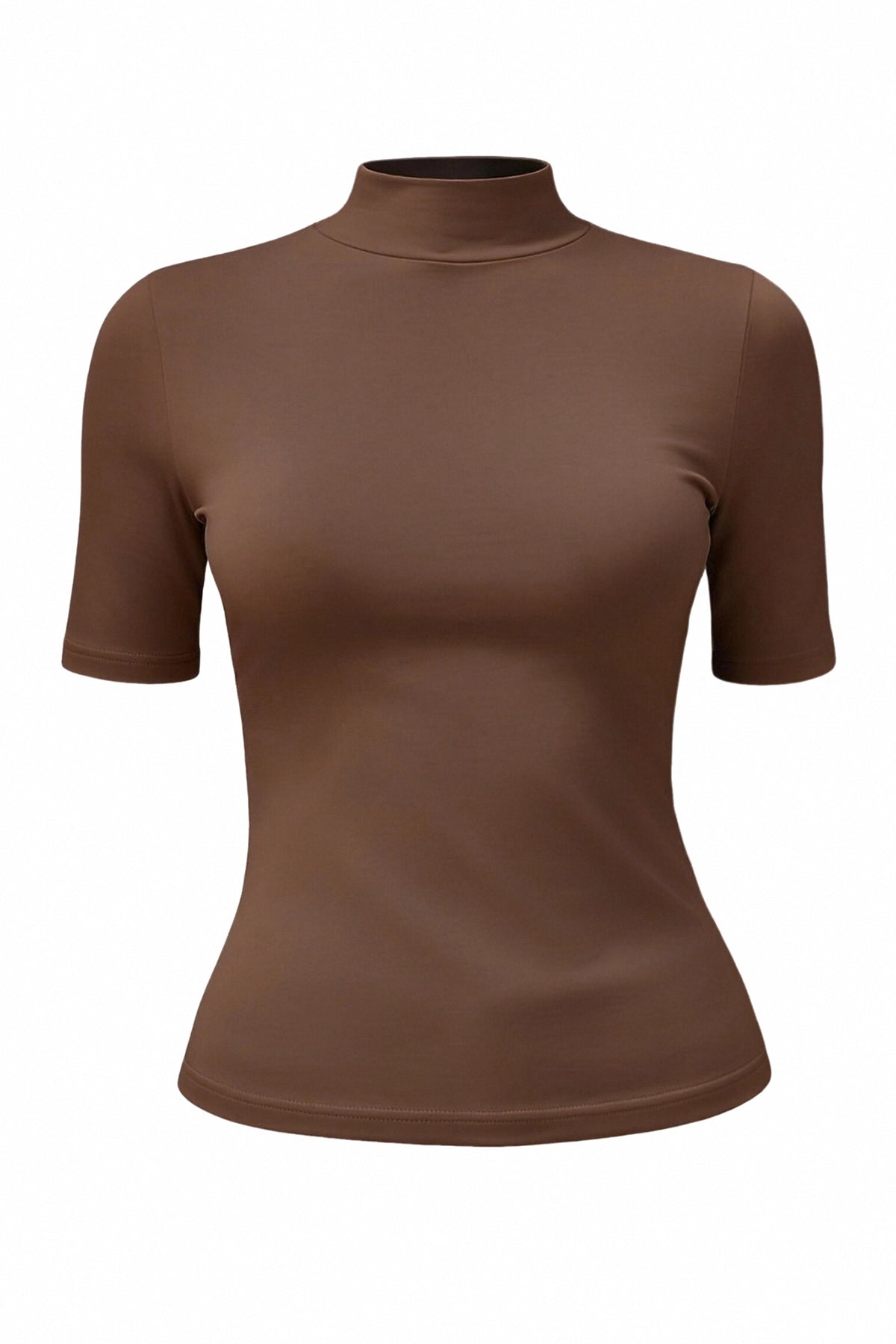 Womens Brown Mock Turtleneck Tops | CicyBell