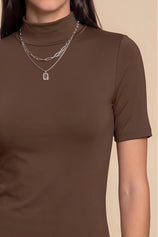 Womens Brown Mock Turtleneck Tops | CicyBell