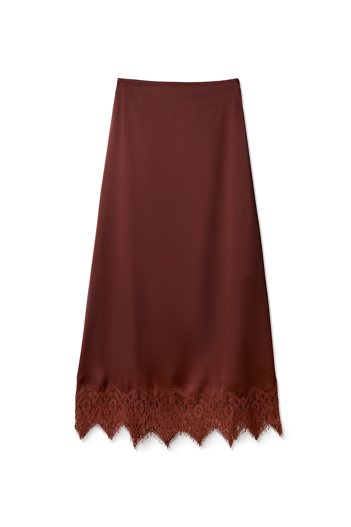 Womens Brown Lace Flowy Satin Skirts | CicyBell