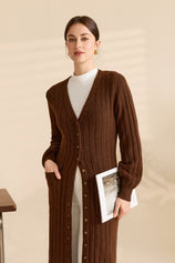 Womens Brown Long Cardigan Sweaters | CicyBell