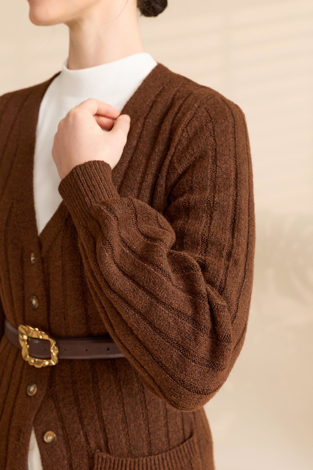 Womens Brown Long Cardigan Sweaters | CicyBell