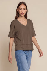 Womens Brown Summer V Neck T Shirts | CicyBell