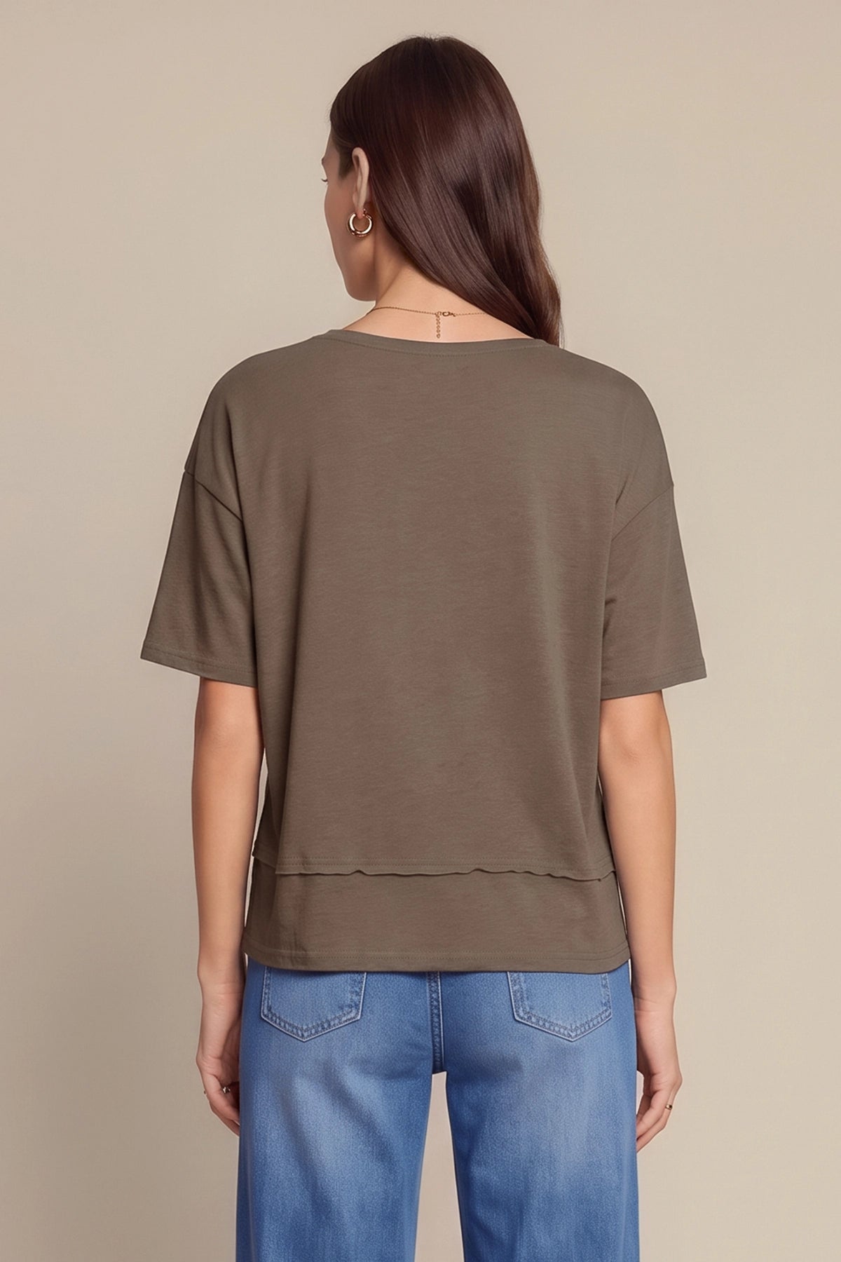 Womens Brown Summer V Neck T Shirts | CicyBell