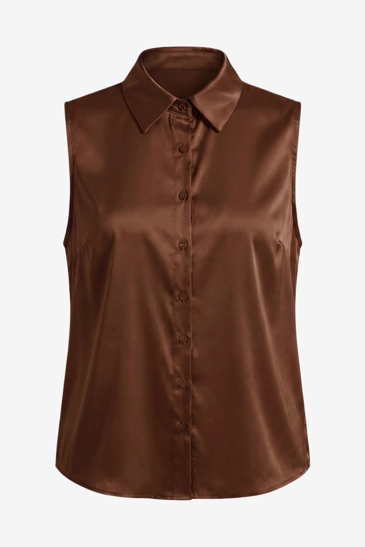 Womens Brown Summer Satin Tank Tops | CicyBell