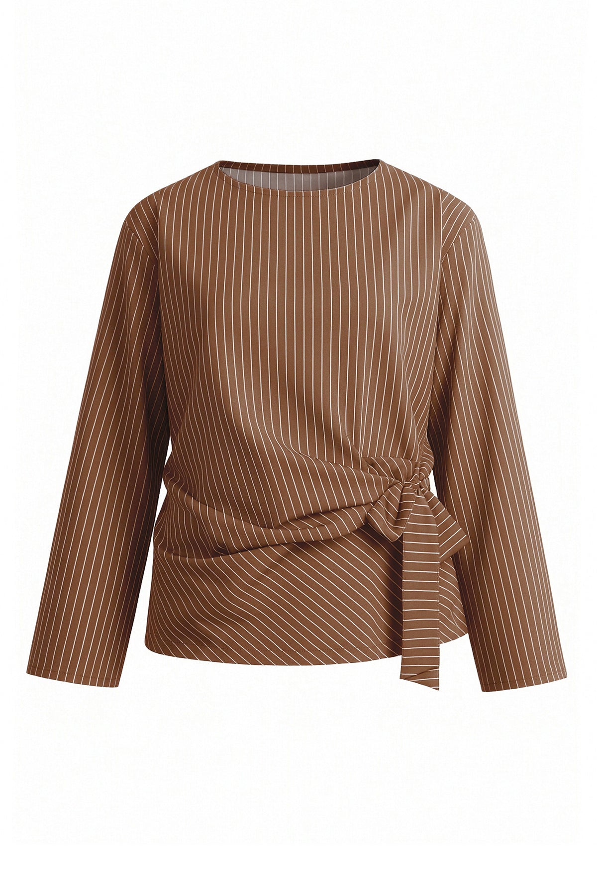 Womens Brown Cinched Waist Wrap Tops | CicyBell