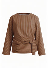 Womens Brown Cinched Waist Wrap Tops | CicyBell