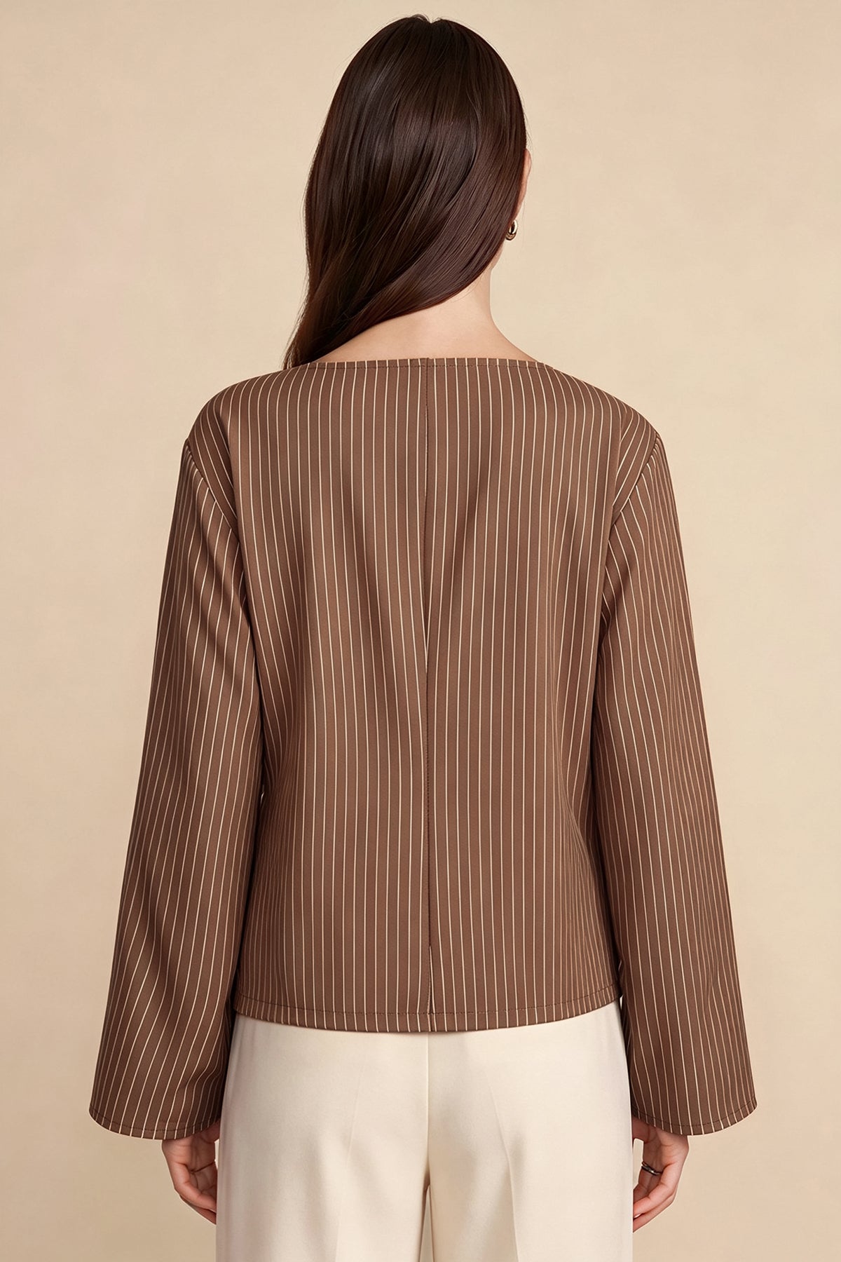 Womens Brown Cinched Waist Wrap Tops | CicyBell