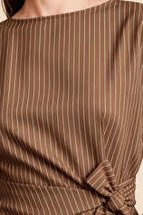 Womens Brown Cinched Waist Wrap Tops | CicyBell