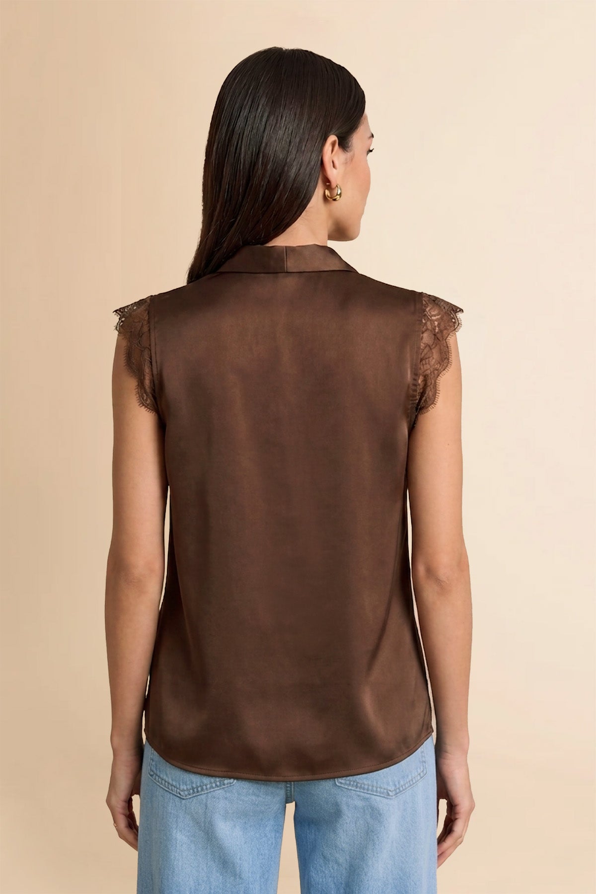 Womens Brown Silk Satin Tank Tops | CicyBell