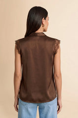 Womens Brown Silk Satin Tank Tops | CicyBell