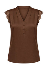 Womens Brown Silk Satin Tank Tops | CicyBell