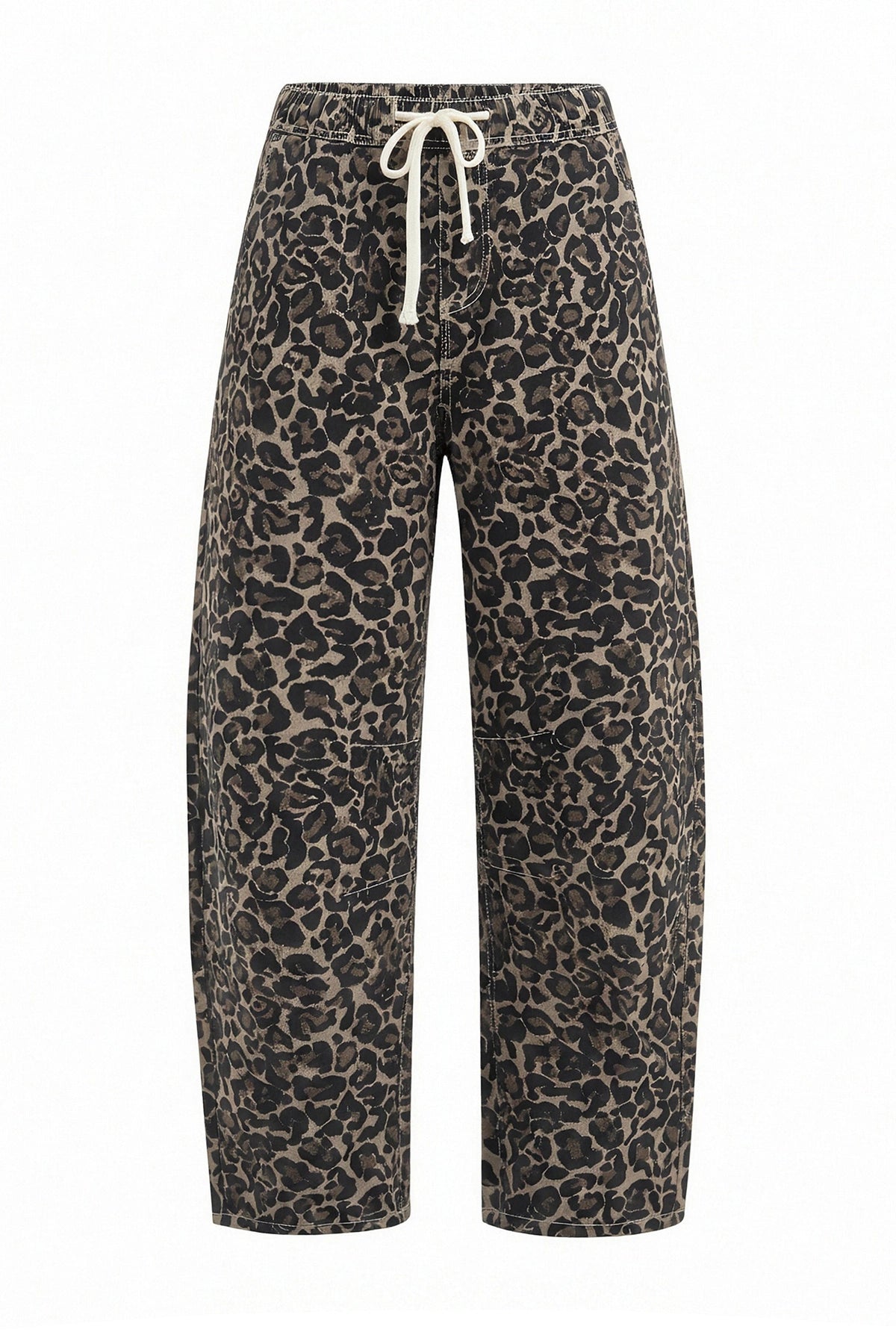 Womens Brown Leopard High Waisted Barrel Jeans | CicyBell