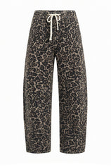 Womens Brown Leopard High Waisted Barrel Jeans | CicyBell