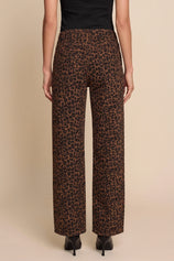 Womens Brown Leopard Print Straight Leg Jeans | CicyBell