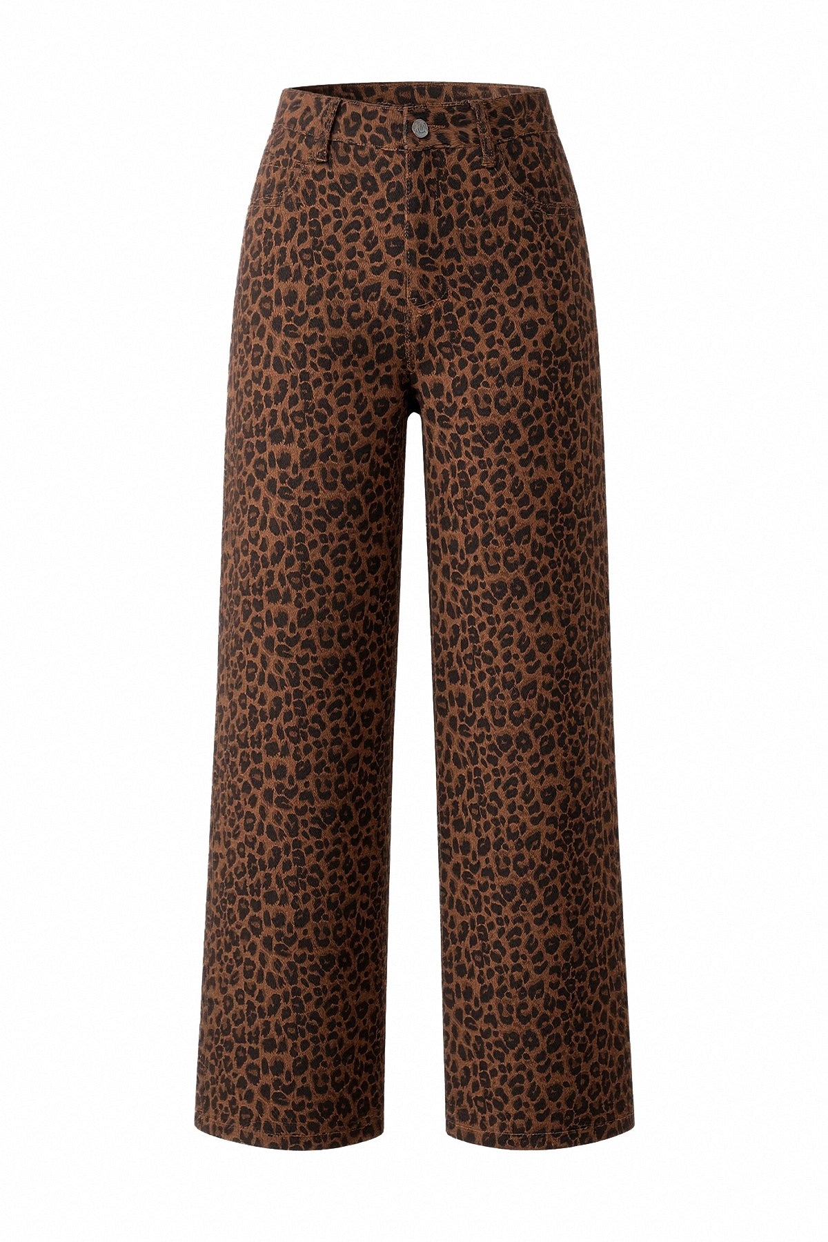 Womens Brown Leopard Print Straight Leg Jeans | CicyBell