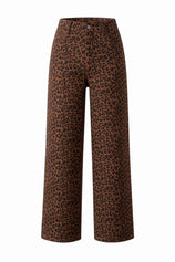 Womens Brown Leopard Print Straight Leg Jeans | CicyBell