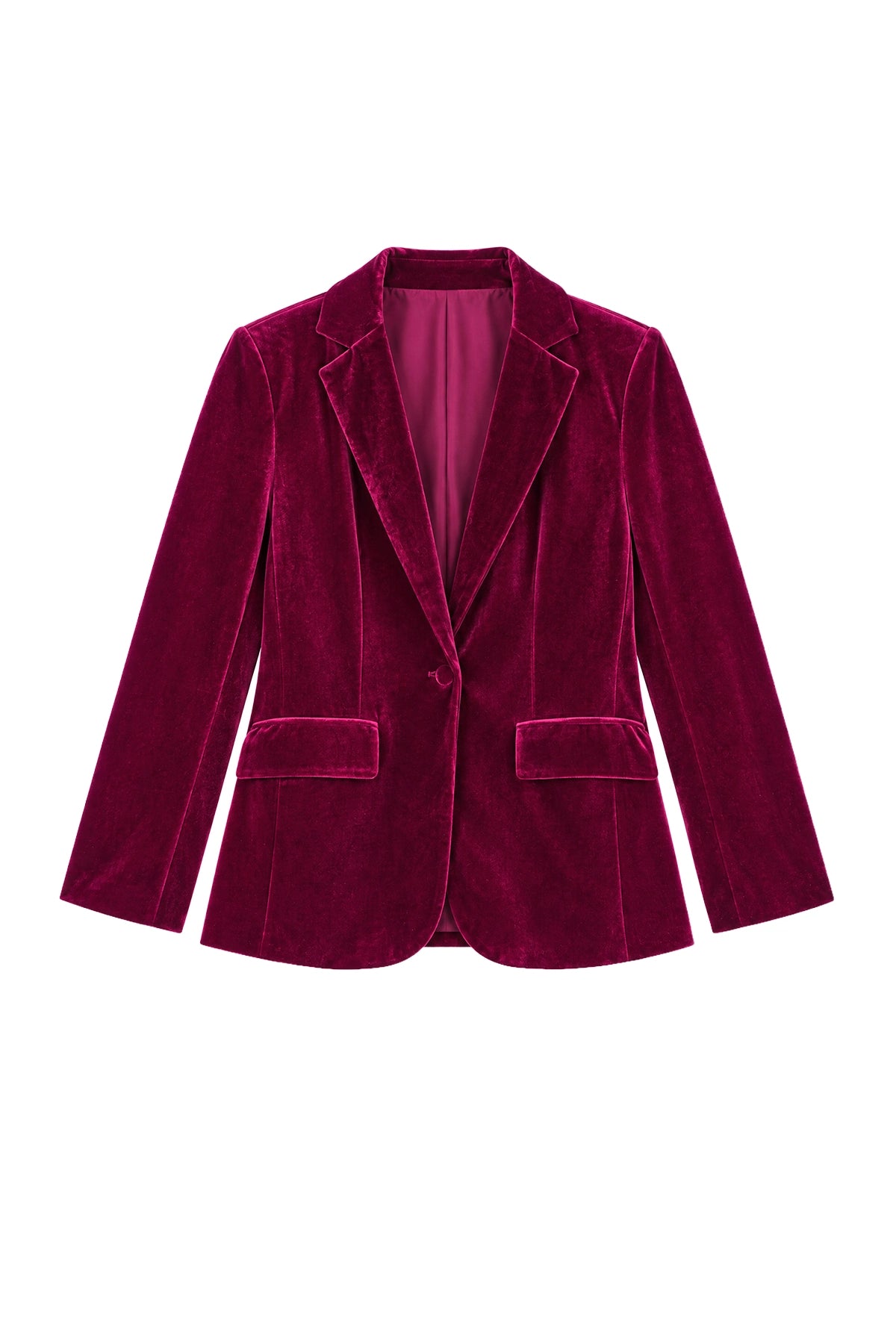 Womens Burgundy Casual Velvet Blazer | CicyBell