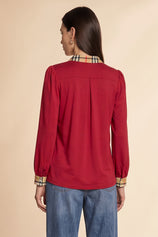Womens Burgundy Puff Long Sleeve Blouse | CicyBell