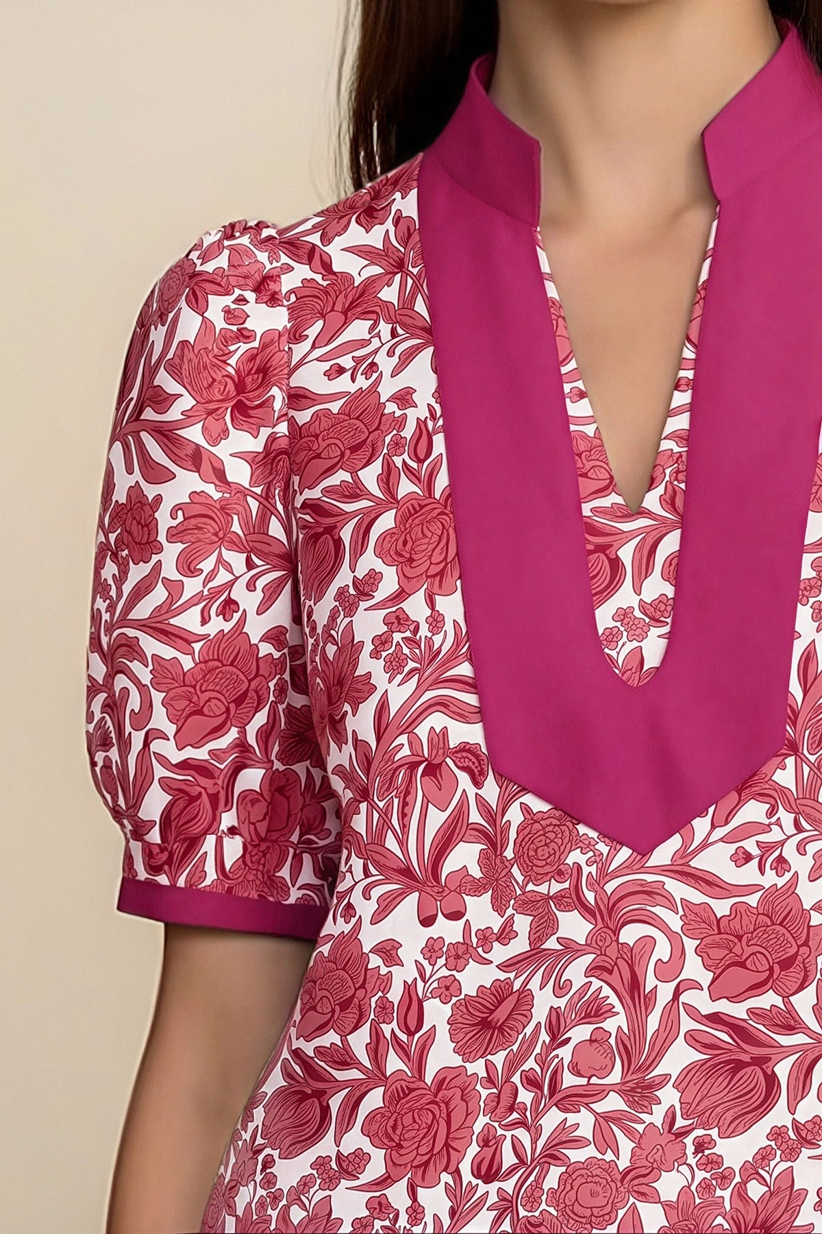 Womens Rose Red Puff Sleeve Blouses | CicyBell