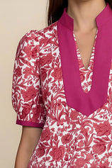 Womens Rose Red Puff Sleeve Blouses | CicyBell