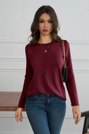 Cicy Bell Womens Burgundy Long Sleeve Shirts