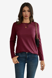 Cicy Bell Womens Burgundy Long Sleeve Shirts