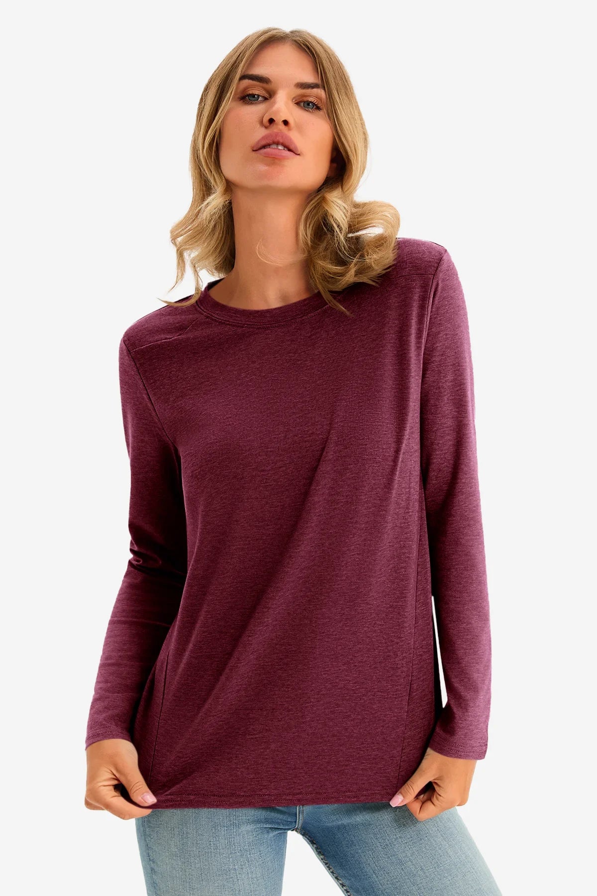 Cicy Bell Womens Burgundy Long Sleeve Shirts