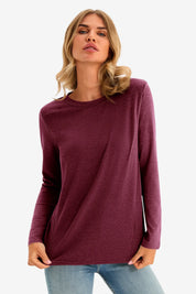 Cicy Bell Womens Burgundy Long Sleeve Shirts