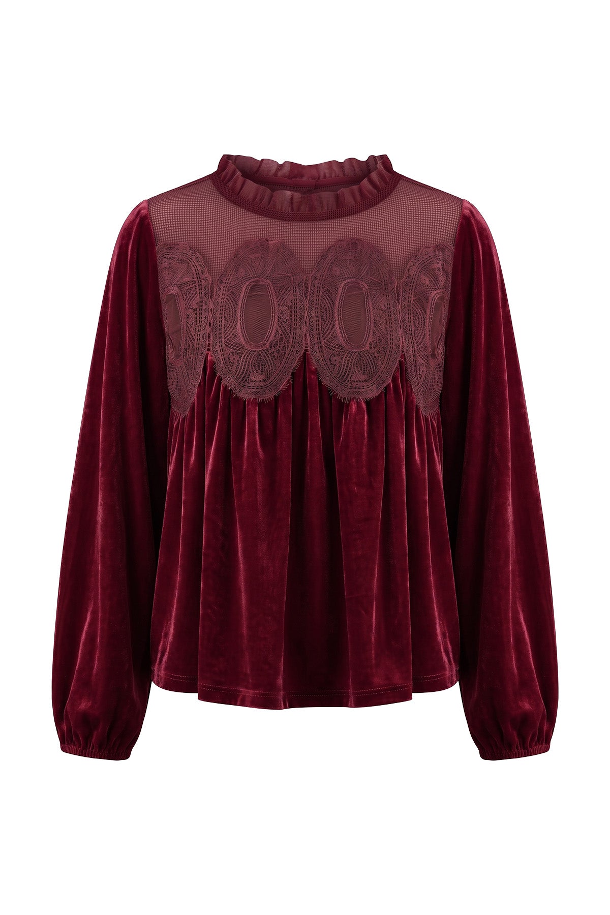 Womens Burgundy Velvet Babydoll Tops | CicyBell