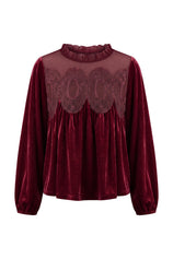 Womens Burgundy Velvet Babydoll Tops | CicyBell