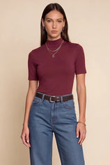 Womens Burgundy Mock Turtleneck Tops | CicyBell