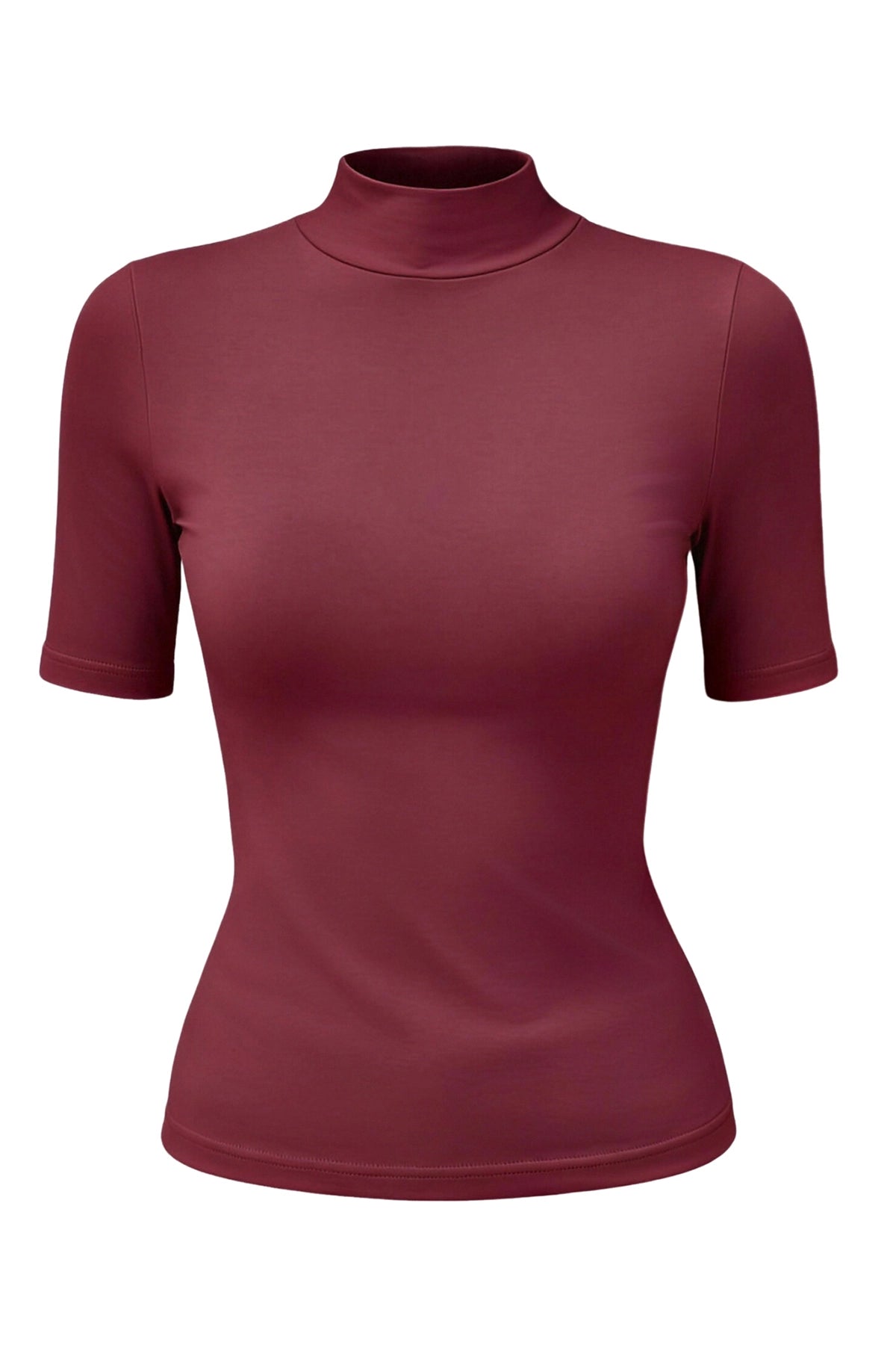 Womens Burgundy Mock Turtleneck Tops | CicyBell