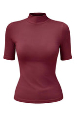 Womens Burgundy Mock Turtleneck Tops | CicyBell
