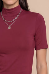 Womens Burgundy Mock Turtleneck Tops | CicyBell