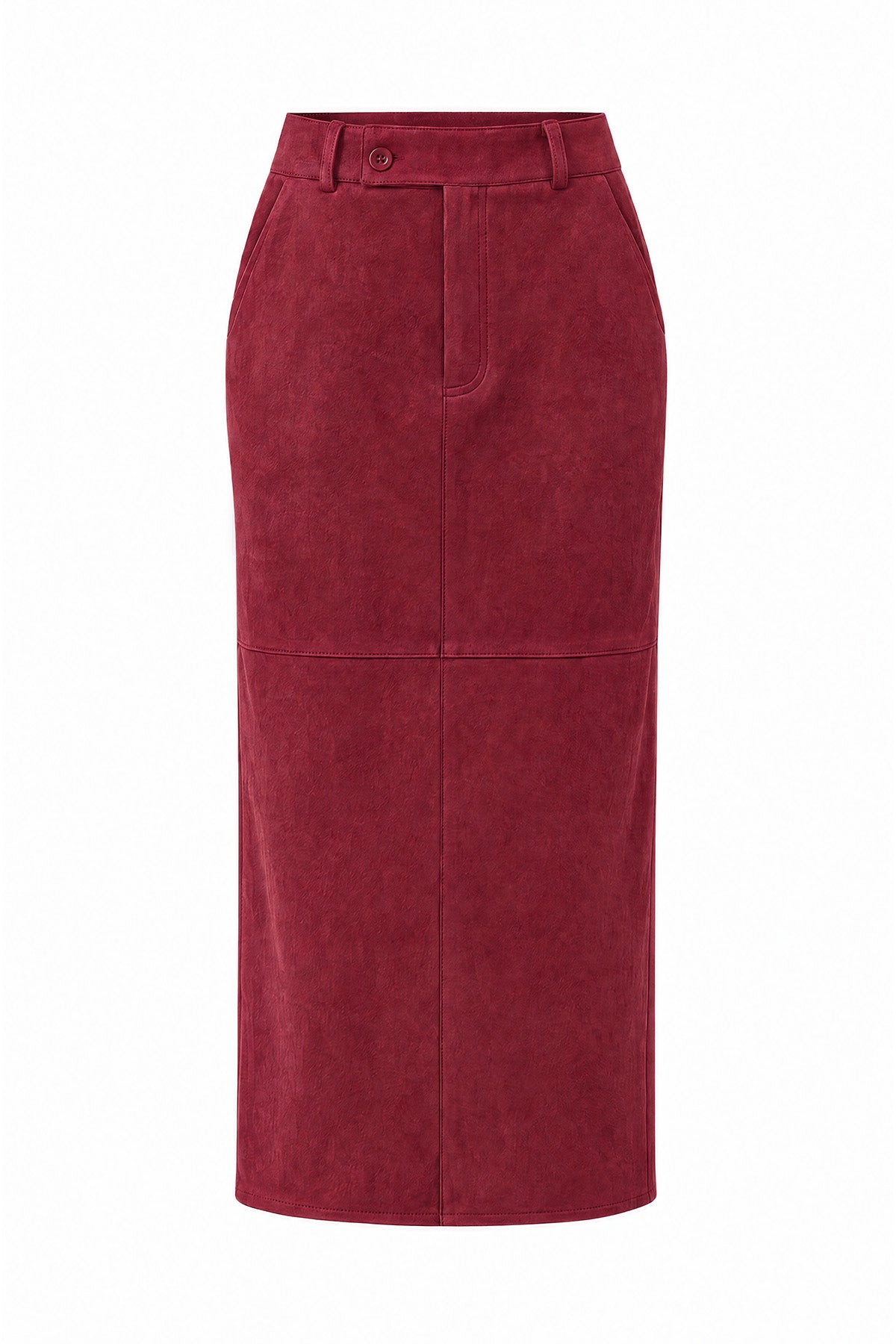 Womens Burgundy Suede Maxi Skirt | CicyBell