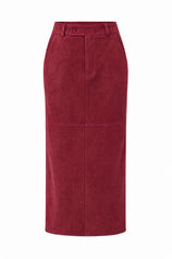 Womens Burgundy Suede Maxi Skirt | CicyBell