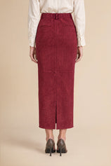 Womens Burgundy Suede Maxi Skirt | CicyBell