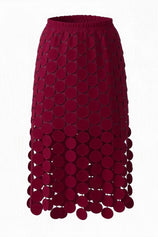 Womens Burgundy Hollow Out Maxi Skirts | CicyBell