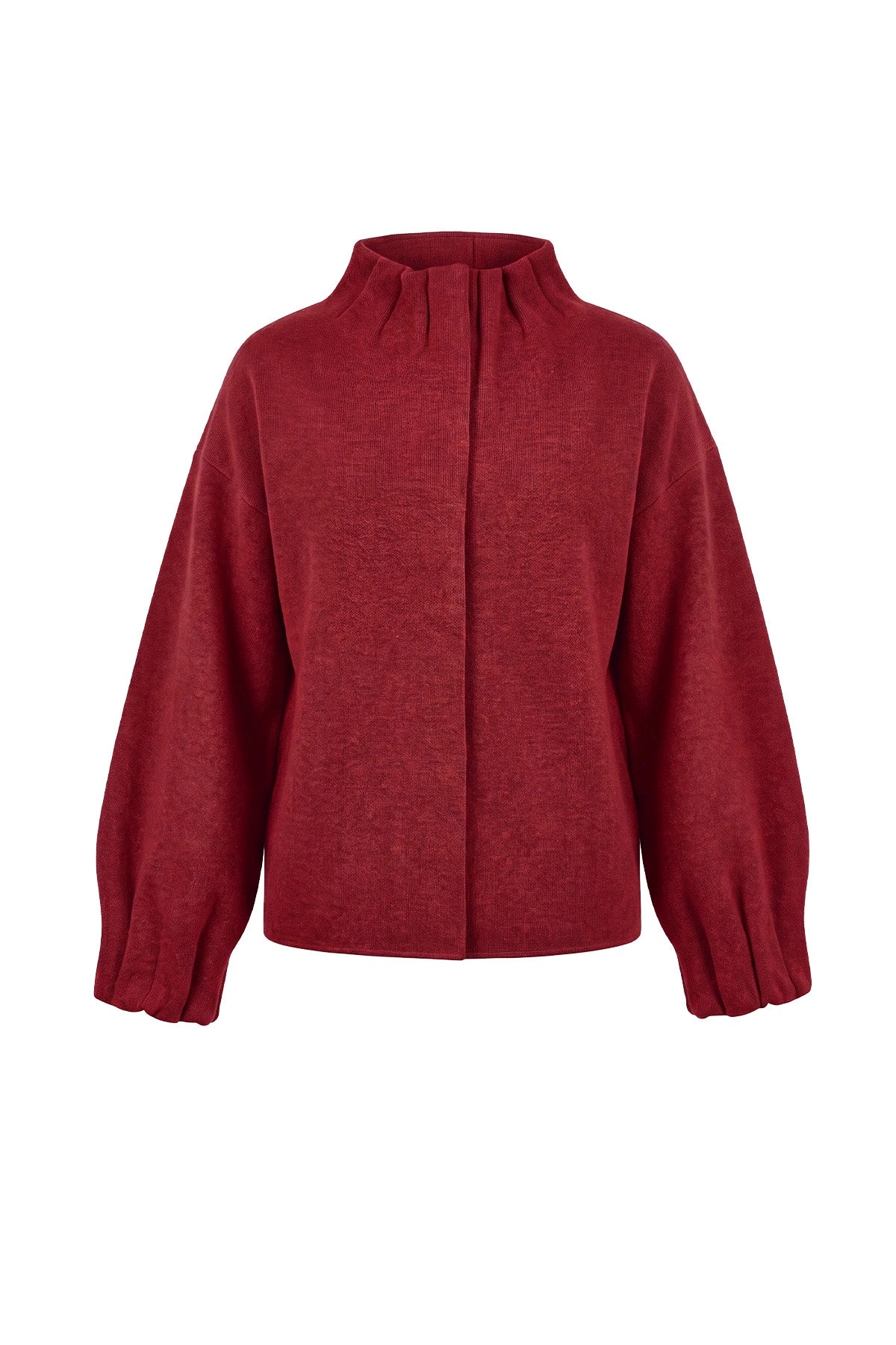 Womens Burgundy Mock Neck Sweater Cardigan | CicyBell