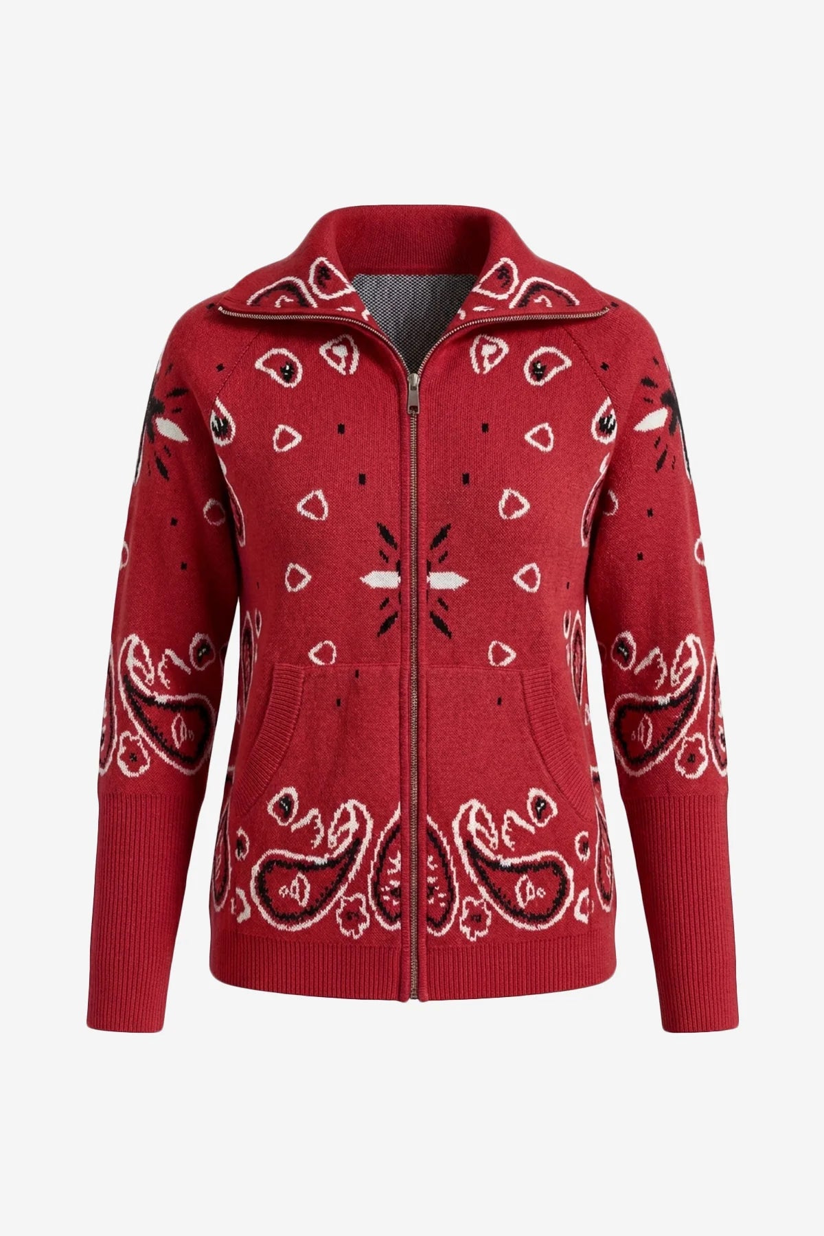 Women Burgundy  Zip Up Cardigan Sweater| CicyBell